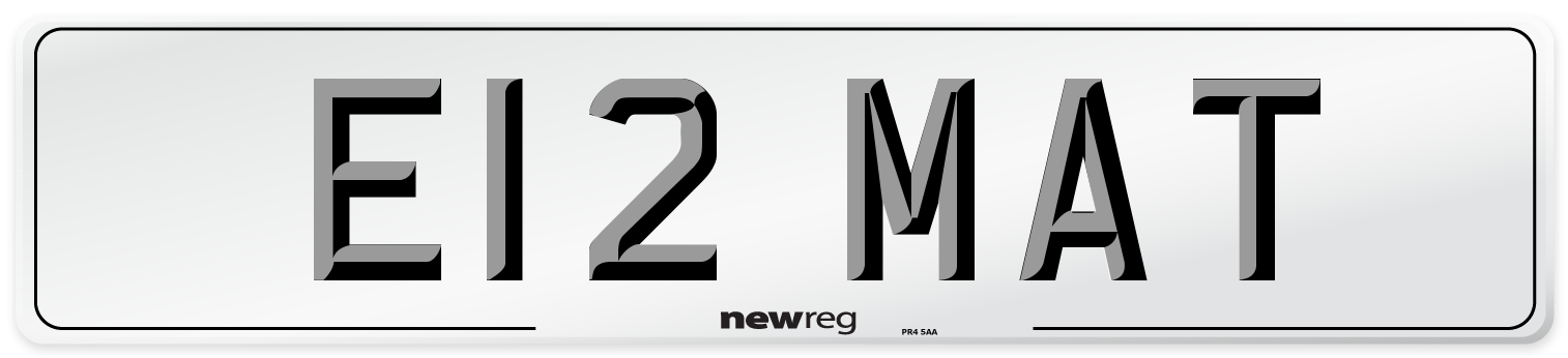 E12 MAT Number Plate from New Reg